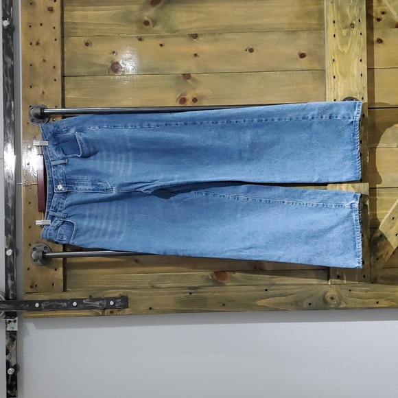 WIDE LEG DENIM BLUE JEANS SIZE 12 - Picture 1 of 7